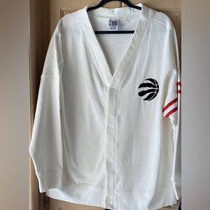 NBA Toronto Raptors white Cardigan with Red Accents size Medium unisex NWT